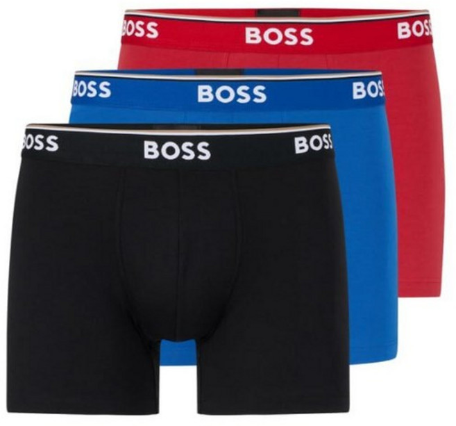 Hugo Boss 남성용 면 사각 팬티 3팩 트루 블루/스카이 캡틴/포지 아이언 M