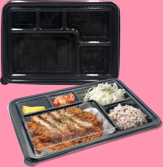 AJ 5칸 돈가스 돈까스 용기 200개 세트 도시락 포장용기 일회용, 1개, 200개입