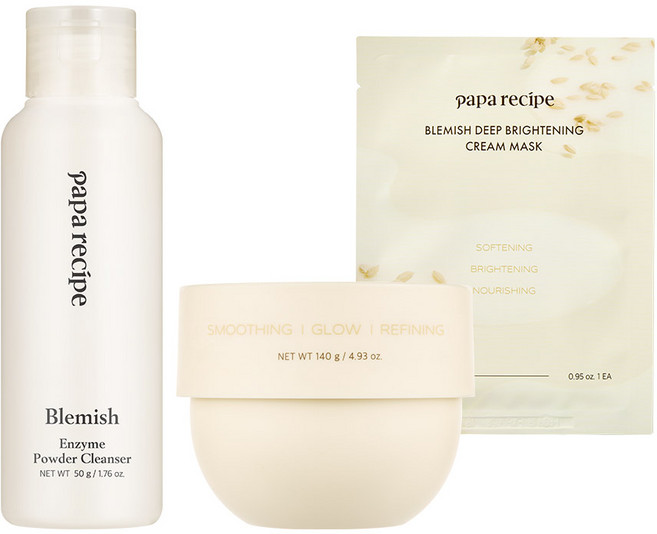 SET 파파레서피 블레미쉬 효소 파우더 클렌저 50g + 블레미쉬 버블 머드 마스크 140g + 브라이트닝 마스크팩, 1개