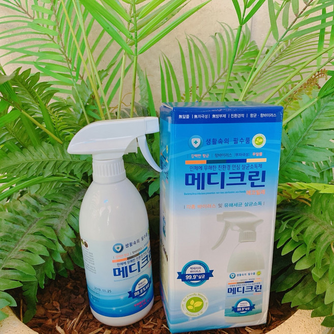 [메디크린] 각종 바이러스 산화 인체무해 친환경 살균소독제 500ml 4개, 100개