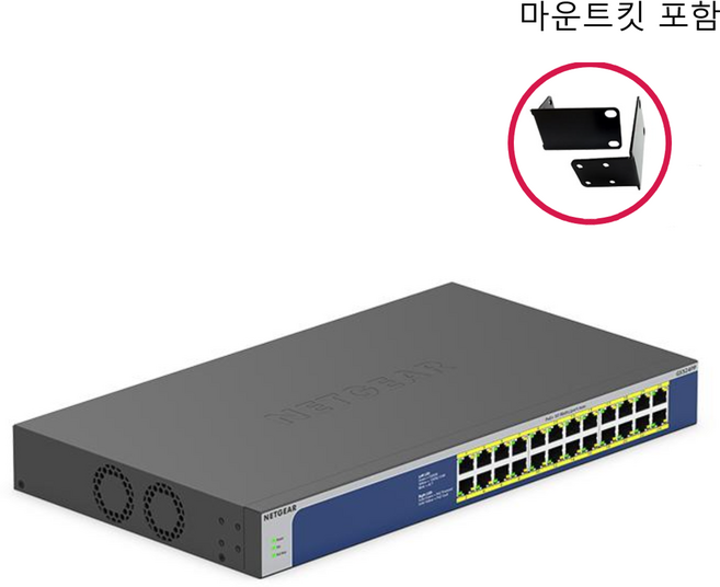 넷기어 GS524PP 기가 24포트 PoE+ 300W 필요전력 정확한 공급, 1개