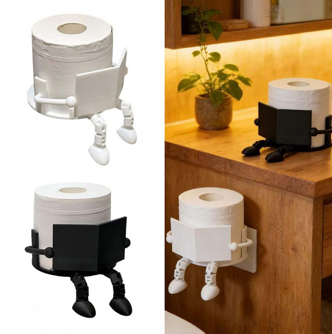 루베이 3D 카툰 인형 티슈 수납 홀더 가볍고 튼튼함 설치 간편 기숙사/가정/욕실, 흰색, 1개