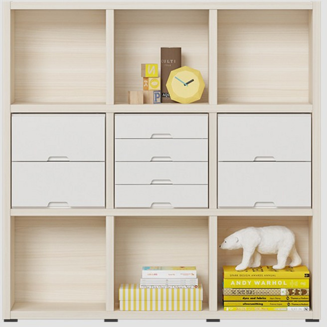 한샘 샘 책장 3단 120cm 서랍형 시공 (컬러 택1), 그레이_책장/베이지_서랍 (H)