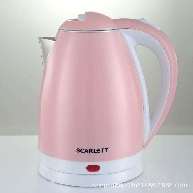 SCARLETT 電熱水壺, 2.0L雙層防燙粉色,220V 1500W 歐規