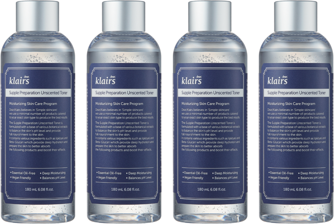 클레어스 서플 프레퍼레이션 언센티드 토너, 180ml, 4개