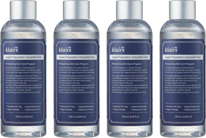 클레어스 서플 프레퍼레이션 언센티드 토너, 180ml, 4개 - 쿠팡