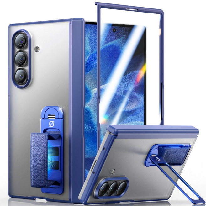 ESSENWOO Galaxy Z Fold 7 360도 회전 스탠드 핸드폰 케이스 힌지 보호 + 스킨터치 감성