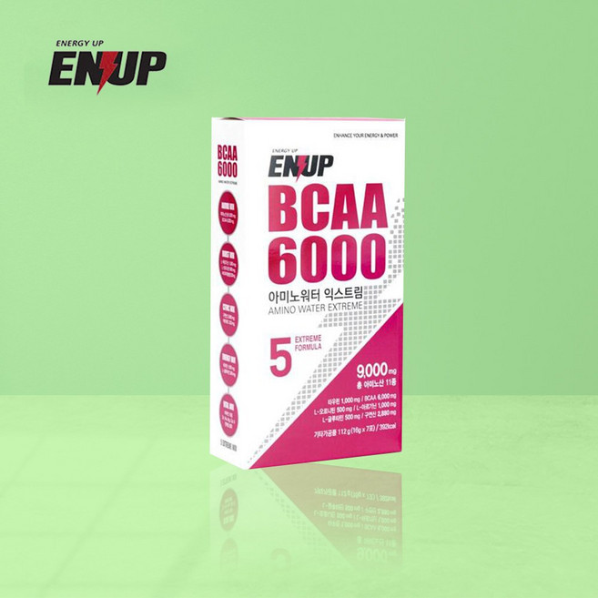 엔업 아미노워터 익스트림 BCAA 6000 파워부스터(16gx7포) 아미노산 9000 구연산 2880 L-오르니틴 500 전해질 함유, 7개, 16g