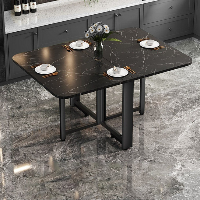 Takata 리빙룸 확장형 접이식 아일랜드 식탁 테이블 밥상 FT1, 6인용, 검은색&검은색