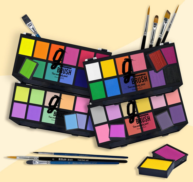 아트 지브러쉬 Art G brush 아트마스크 페이스 바디 페인팅 사각 물감 72색 팔레트 미술 72컬러 아트마스크 특수 분장 물감 72색상 낱개, 10g 듀얼 물감, 노멀_09 로즈 레드