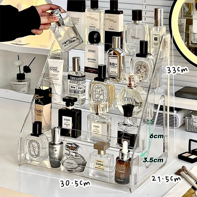 化妝品置物架階梯式氣墊眼影盤收納盒 梳妝臺香水展示架, 加高款【5層】, 1個