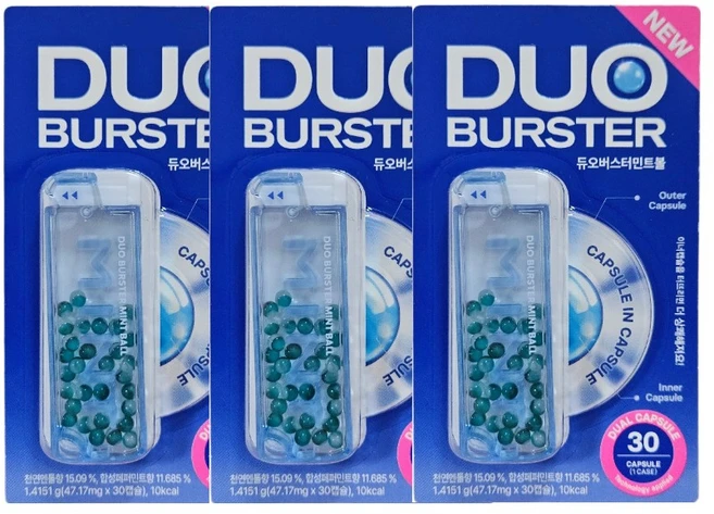 가그린 듀오버스터 더블 민트볼 30입 1개, 3개, 1.415g - 쿠팡