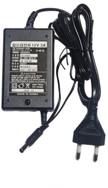국산 12V 3A CCTV 소형가전 다용도 어댑터, 1개, 검정