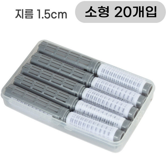 아디프로 고무줄이 필요없는 셀프 뿌리펌 파마 롯드 여성 헤어 볼륨펌 찍찍이 롯드, 1개, 소형 20개입