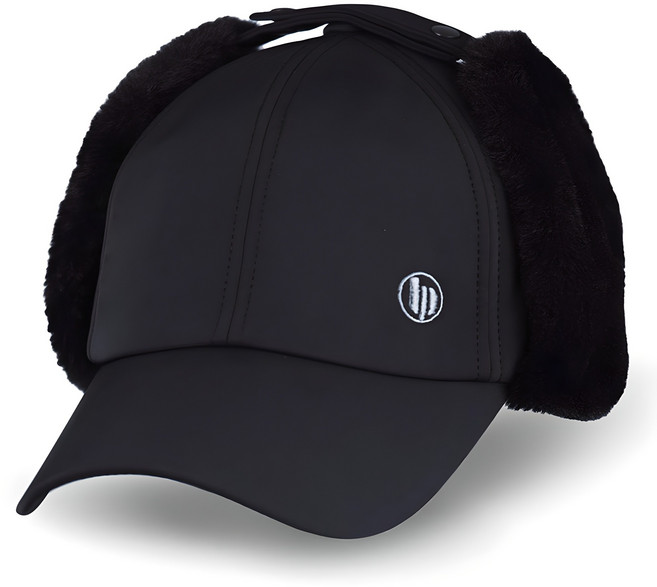 루페오 남성용 겨울 방한 패딩 퍼 귀달이 귀도리 대두 골프모자, 블랙, 1개