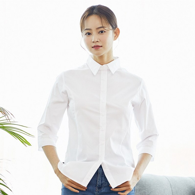 유니스토어 여성 7부 면혼방 블라우스 / 3 color