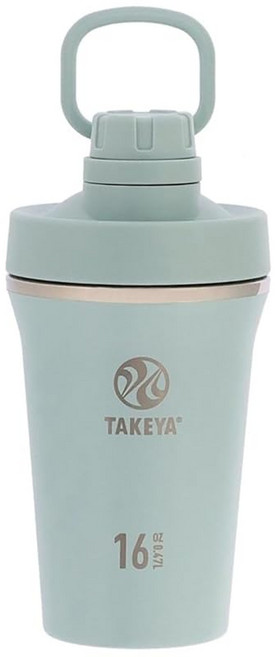 타케야 공식 스테인레스 스틸 병 470ml 셰이커 단백질 스무디 TAKEYA FLASK 스파우트 텀블러 캐리 핸들 물통 보냉 직접 마시는 체육관 운동 타케야 플라스크 소프트 그린, 1개, 1ml, 상세페이지 참조