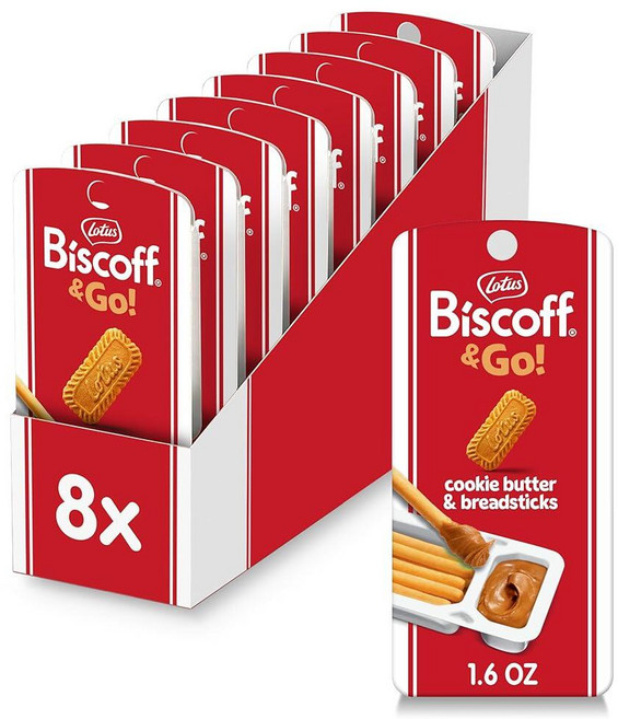 Lotus Biscoff - 쿠키 버터 및 브레드스틱 45.4g(1.6온스) (8개) GMO 프리 + 비건, 45.4g, 1) 1.6 Ounce (Pack of 8) - 쿠키