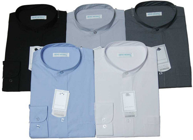 남성 차이나넥 편안한 노타이 세련된 레이온 긴팔 셔츠