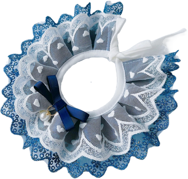 하니펫 반려동물 귀요미스카프 3단진주레이스, 1개, 남색