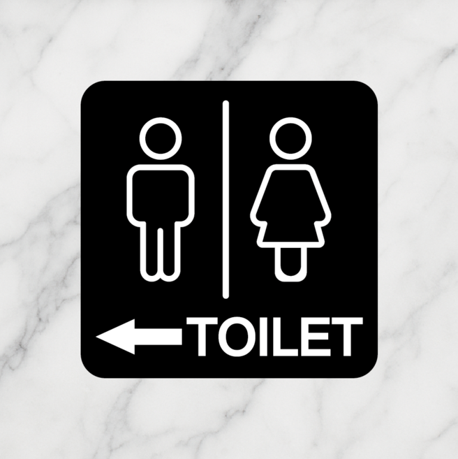 연스튜디오 좌 우 화장실 안내 표지판 18cm 부착형 1개, 좌측, 블랙