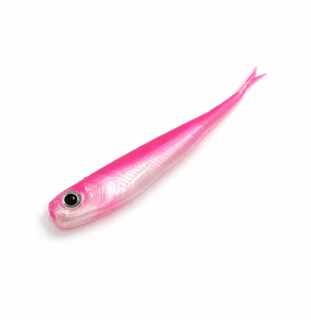 버클리 26 파워 저크쉐드 5 리얼 웜 소프트 베이트 광어다운샷 채비 UV 케이무라, 1개, 5.5g, 핑크 실버