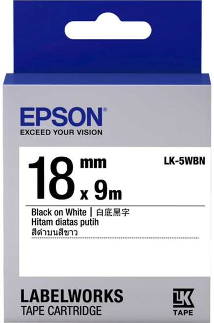 EPSON 18mm 白底黑字 一般系列 標籤帶 辦公室文件整理 清晰耐用 適用多種標籤機