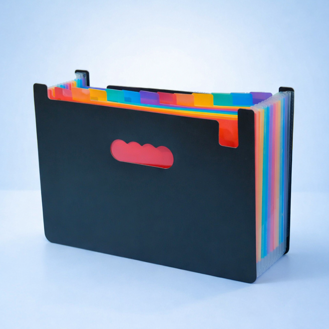 애니모어 인덱스 아코디언 파일 대용량 서류정리, 1개, 무지개 일반형 13포켓