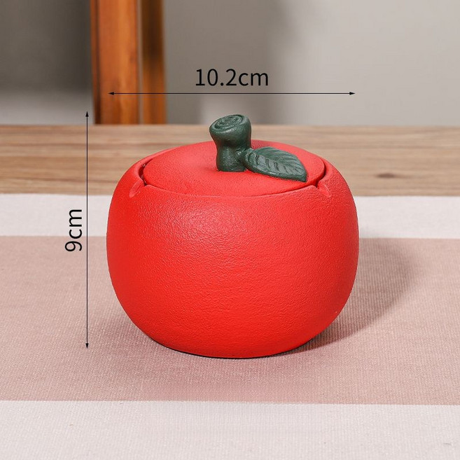 해피유통 귤 재떨이 가정용 책상 사무실 대용량 재떨이 뚜껑 포함 jhwj, 붉은색, 1개