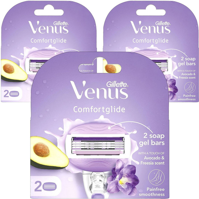 Venus 컴포트글라이드 인빌트 솝 젤 바 인퓨즈 아보카도 & 프레시아 센트, 3개, 2개입