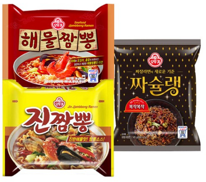 짜슐랭 5입 x 2개 + 진짬뽕 4입 + 해물짬뽕 5입, 없음, 1개