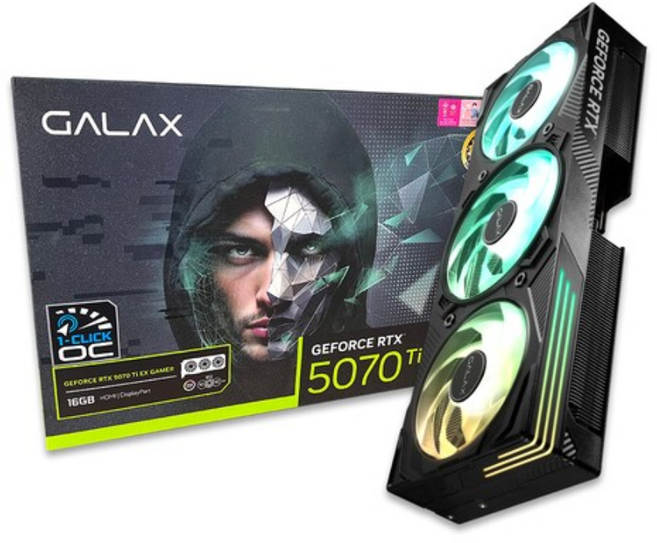 GALAX 갤럭시 Geforce RTX 5070 Ti EX GAMER Black OC D7 16GB 그래픽카드 VGA