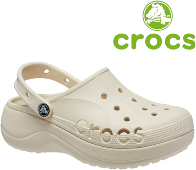 <매장판출고> 크록스 베이지색 여성 샌들 굽있는 여자 샌달 바야 클로그 플랫폼 굽4cm