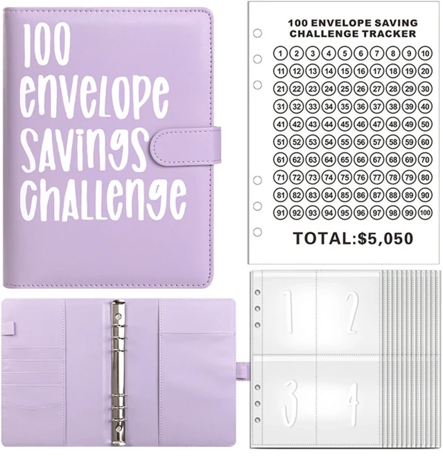 티에이치 100일 봉투 챌린지 바인더 저축 루즈리프 예산 포함 돈 정리함, 02 Purple