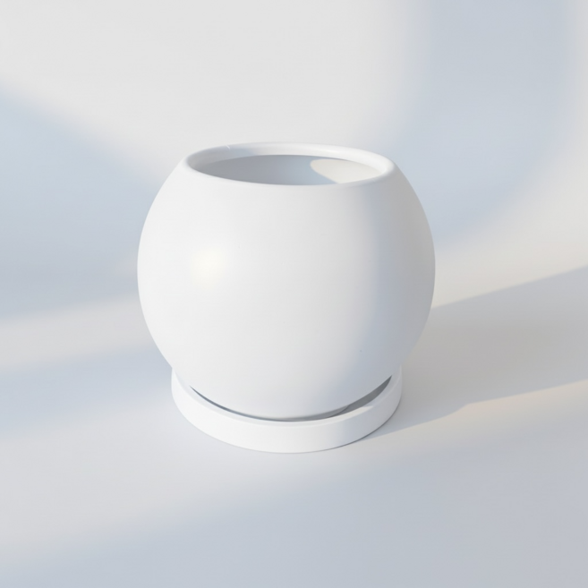 바른화분 달항아리 플라스틱 가벼운 화분 받침 세트, 1개, 화이트