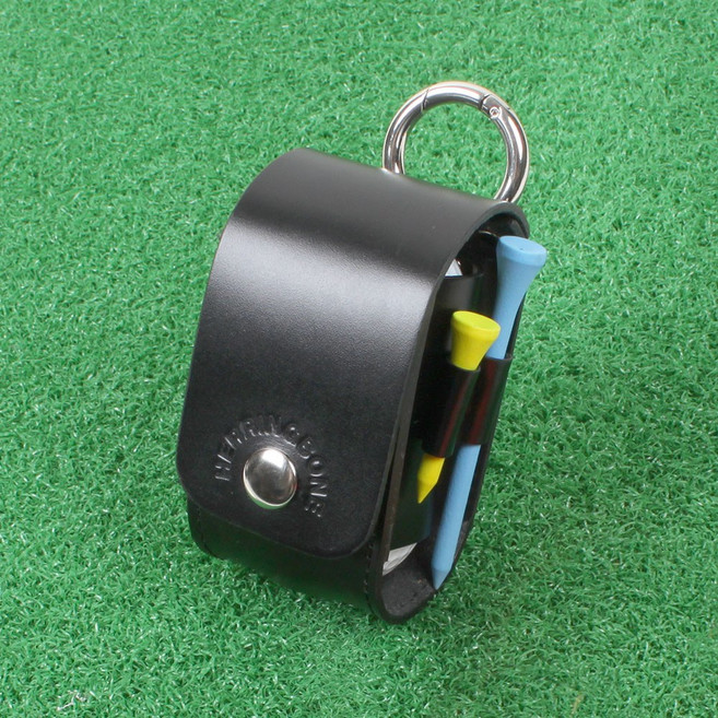 헤링본 골프 파우치 공 케이스 마커 필드용품 볼 주머니 거리측정기 캐디백 허리벨트 가방, 블랙 앤 레드