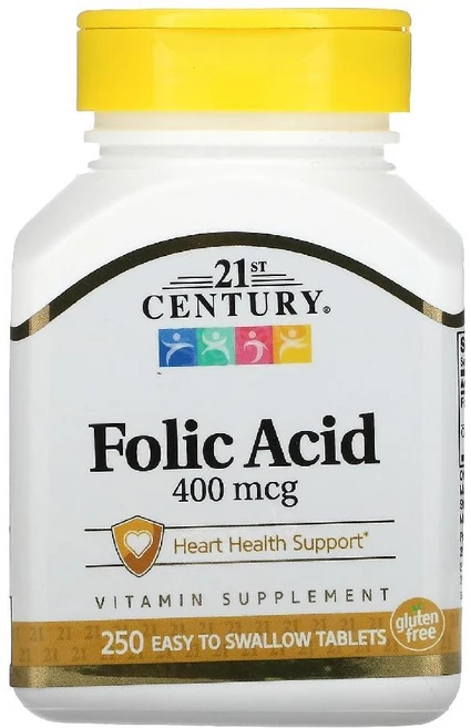 21세기센트리 엽산 400mcg 비타민 B 폴레이트 탄산칼슘 250정, 250개 - 쿠팡