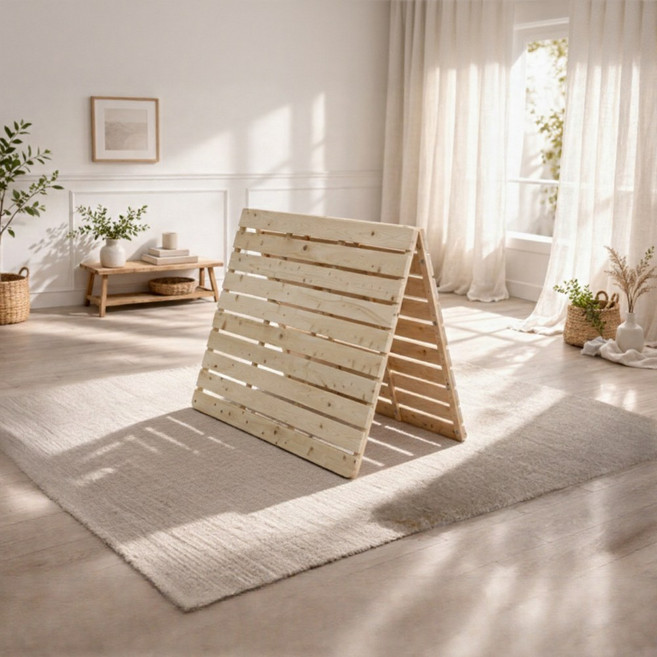 루체 침대 프레임 2단 접이식 매트리스 깔판 저상형 평상형 받침대, 내추럴