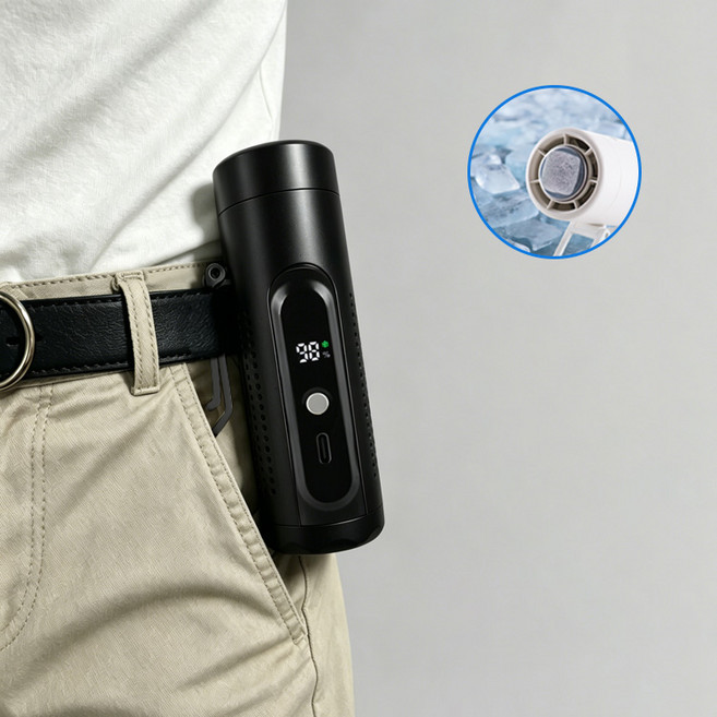 KIKOKO 무선 휴대용 냉각 허리걸이 선풍기 미니 선풍기, 블랙, F9A