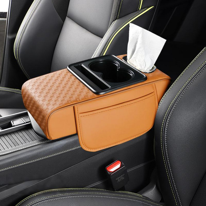 COXCO 차량용 티슈홀더 암레스트 패드 사이드 슬릿 수납박스, 1개, 주황색