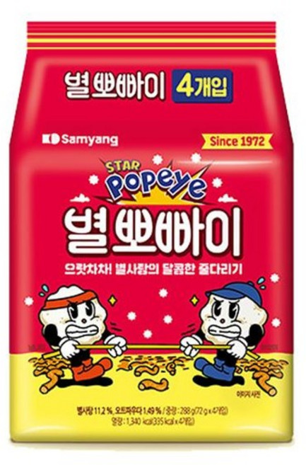 삼양 별뽀빠이 72g 4입 멀티팩, 없음, 상세설명 참조, 없음