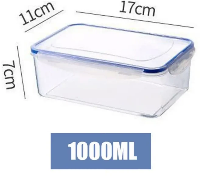 1Pc/4Pcs 냉장고 보관 상자 식품 용기 뚜껑이있는 플라스틱 신선 유지 상자 휴대용 보관 상자 주방 조직, 03 1000ml