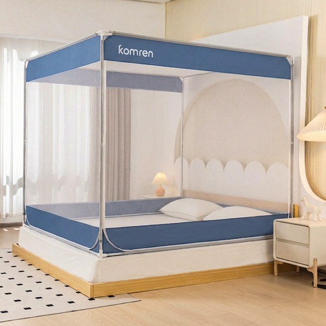 YYT 1인용 심플 가정용 모기장 2인용 방충 방풍 모기장 침대, 블루