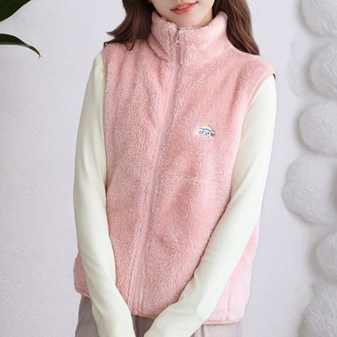 MOSAIRATION 여성 하이넥 후리스 루즈핏 숏기장 뽀글이 따뜻한 캐주얼 조끼 K0111820