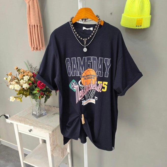 농구 멘즈 롱박스 캐주얼 반팔티셔츠