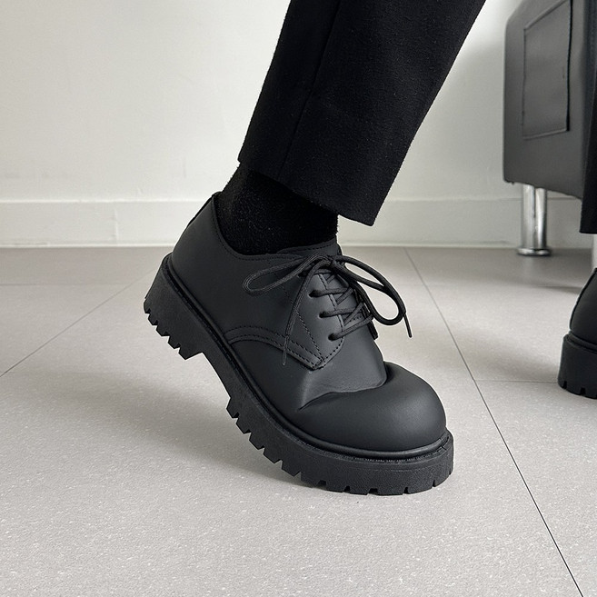 남자 5cm 키높이 가죽 통굽 벌룬 더비 슈즈 로퍼(250-290mm)