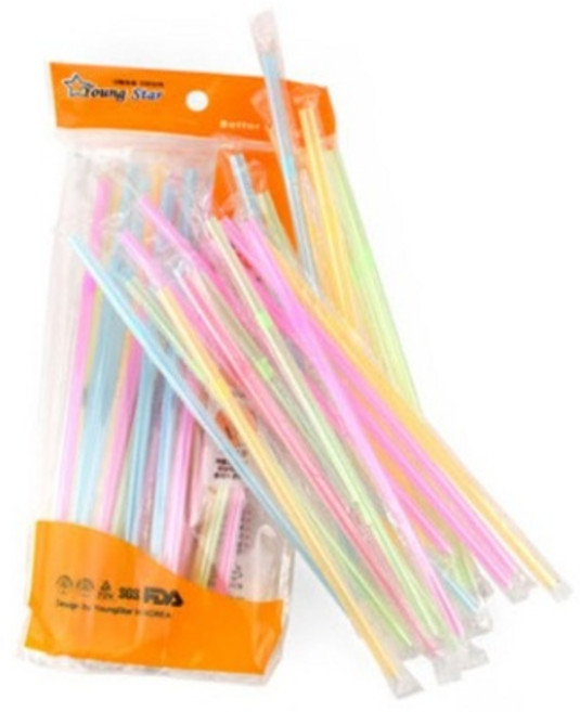 개별포장 자바라 빨대 스트로우 50개 아이스커피, 1개