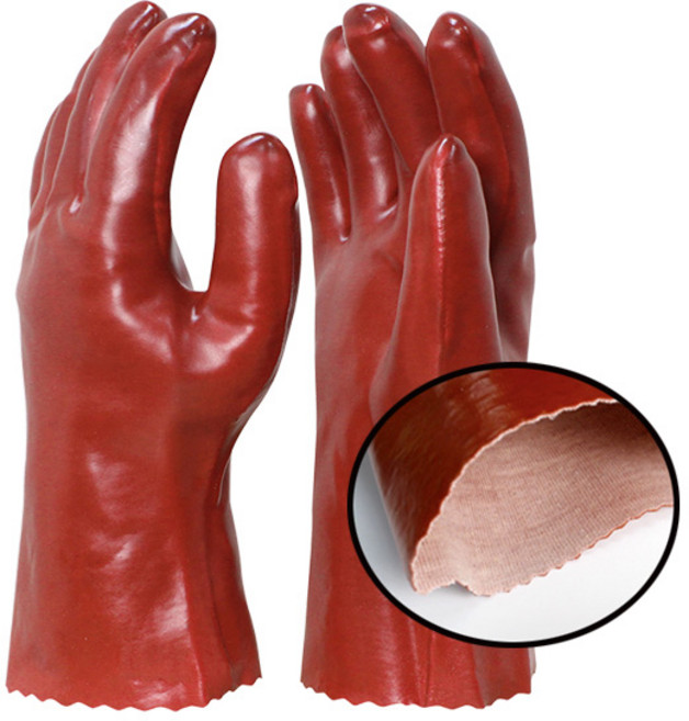 PVC장갑 공업용장갑 빨강 화학 약품 기름 산업용 코팅 장갑 공업용 화학 방수장갑 어업 수산업 오일 농업 산업용 다용도 작업 장갑 미끄럼 방지 공업용장갑 코팅장갑 화학장갑, 1개