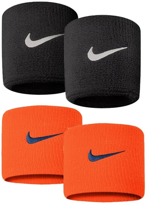 나이키 스우시 손목밴드 혼합, 블랙+오렌지, 4개 - 쿠팡