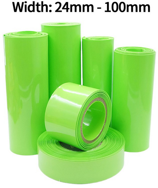 1/5/20M 18650 Lipo 배터리 PVC 열 수축 튜브 팩 24mm ~ 100mm 절연 필름 랩 케이스 보호 케이블 슬리브 과, 07 1 meter, 07 Flatten Width 24mm, 01 Fruit Green, 1개